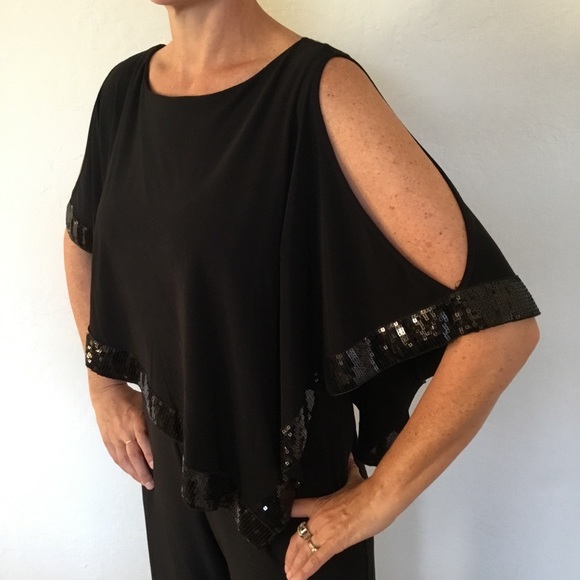 Adrianna Papell Sequin Trimmed Cutout Jumpsuit - Size 6 - Picture 9 of 13